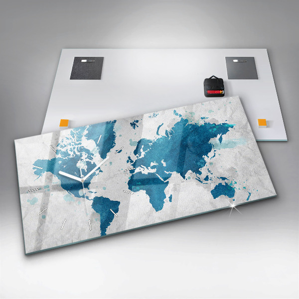 Horizontal wall clock World map