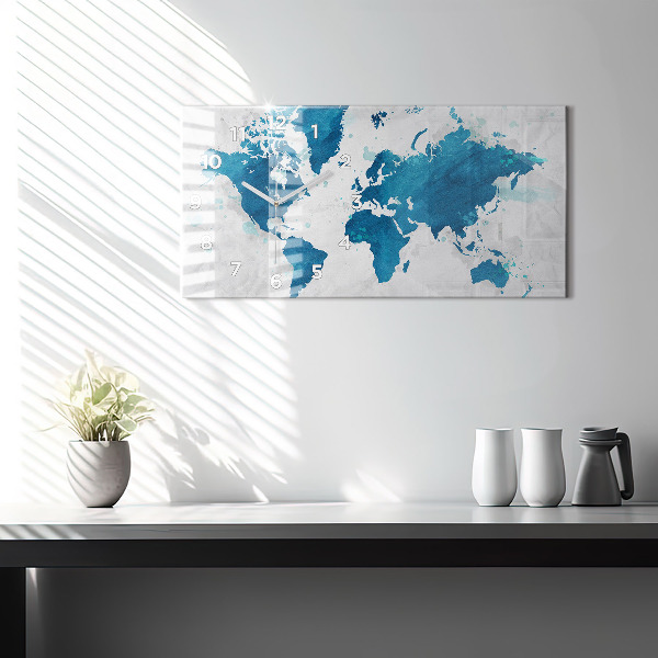 Horizontal wall clock World map