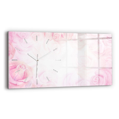 Horizontal wall clock Roses abstract