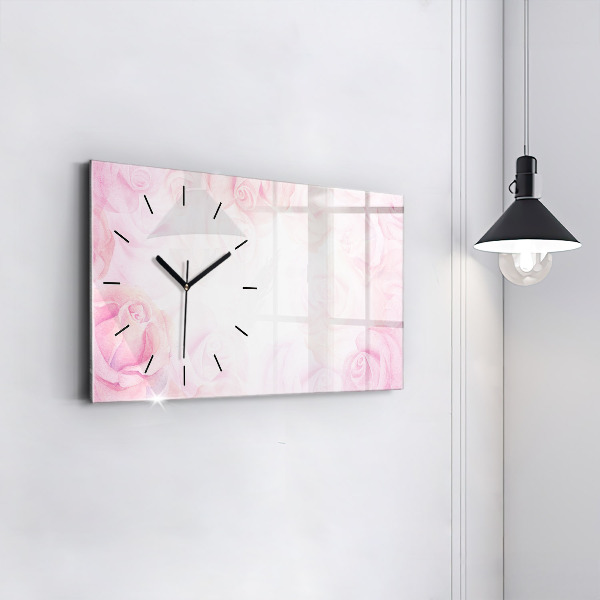 Horizontal wall clock Roses abstract