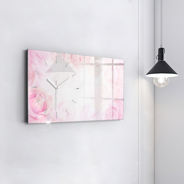Horizontal wall clock Roses abstract