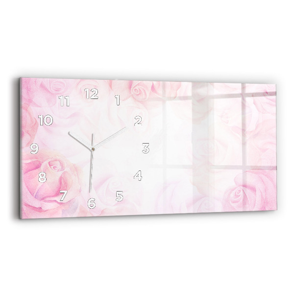 Horizontal wall clock Roses abstract