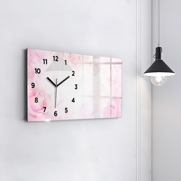 Horizontal wall clock Roses abstract