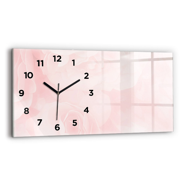 Horizontal wall clock Blooming roses