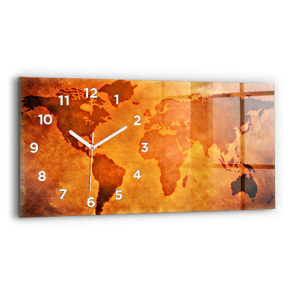 Horizontal wall clock Large world map