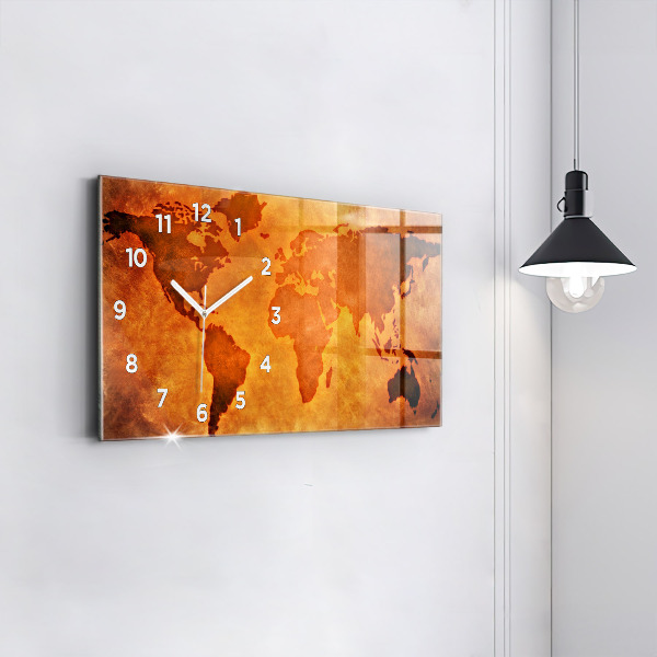 Horizontal wall clock Large world map