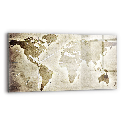 Horizontal wall clock World map