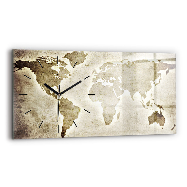 Horizontal wall clock World map