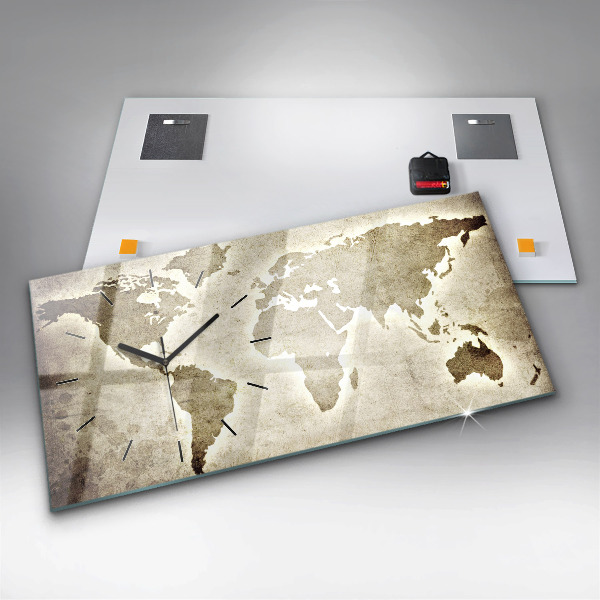 Horizontal wall clock World map