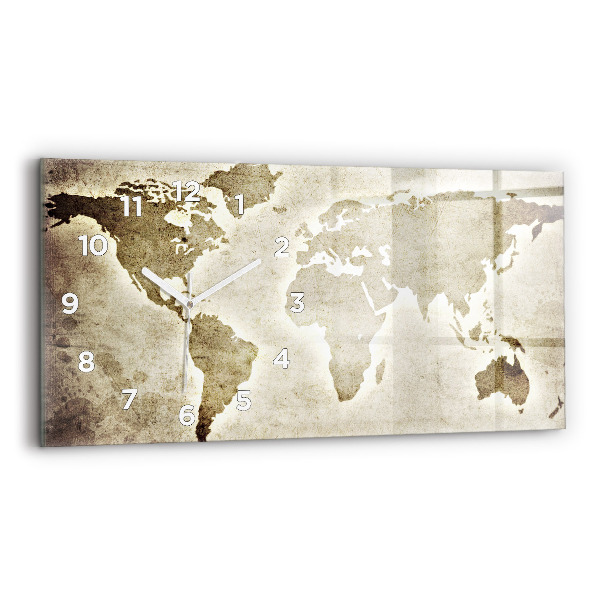 Horizontal wall clock World map