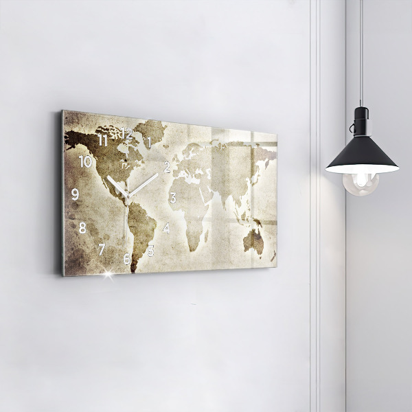 Horizontal wall clock World map