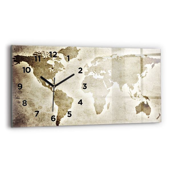 Horizontal wall clock World map