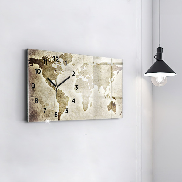 Horizontal wall clock World map