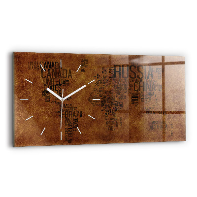 Horizontal wall clock Country names map