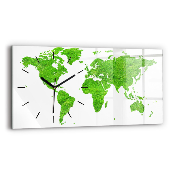 Horizontal wall clock Green grass map
