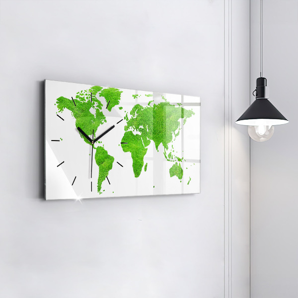 Horizontal wall clock Green grass map