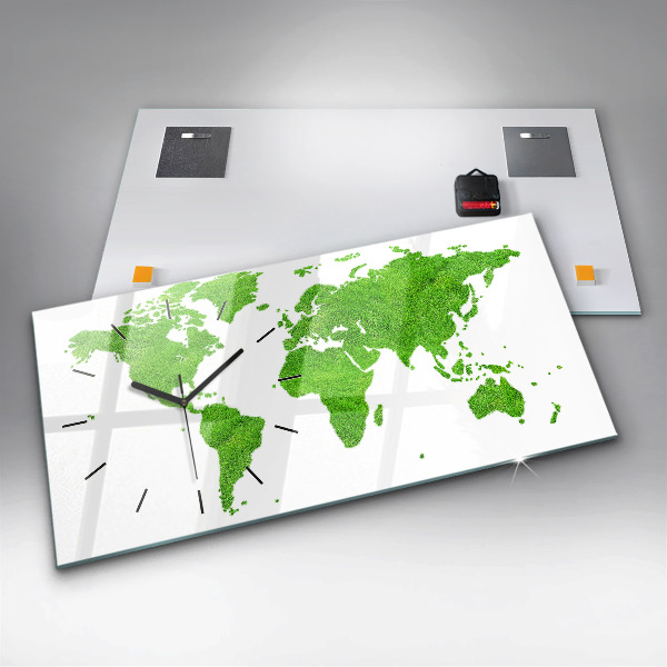 Horizontal wall clock Green grass map