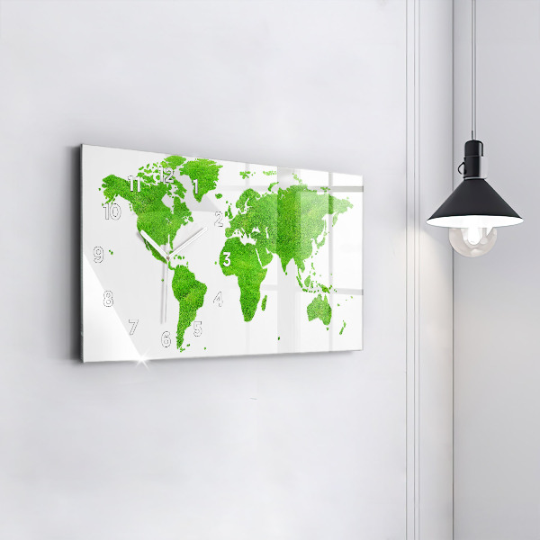Horizontal wall clock Green grass map