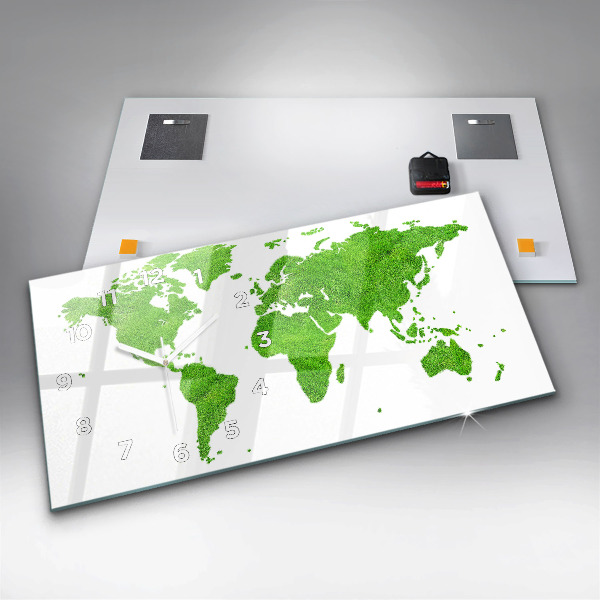 Horizontal wall clock Green grass map