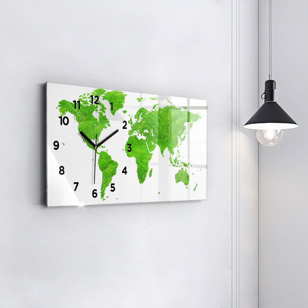 Horizontal wall clock Green grass map
