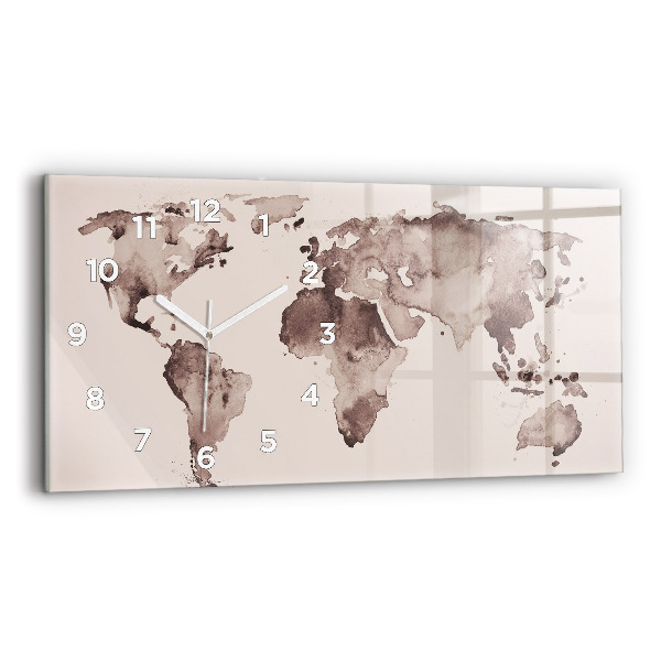 Horizontal wall clock Watercolor world map