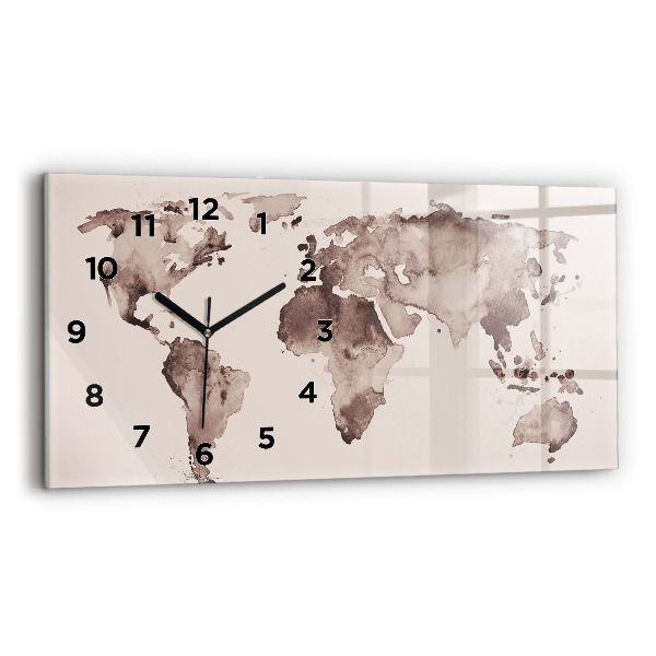 Horizontal wall clock Watercolor world map