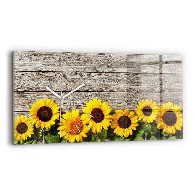 Horizontal wall clock Sunflowers