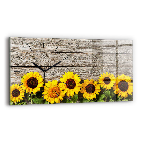 Horizontal wall clock Sunflowers