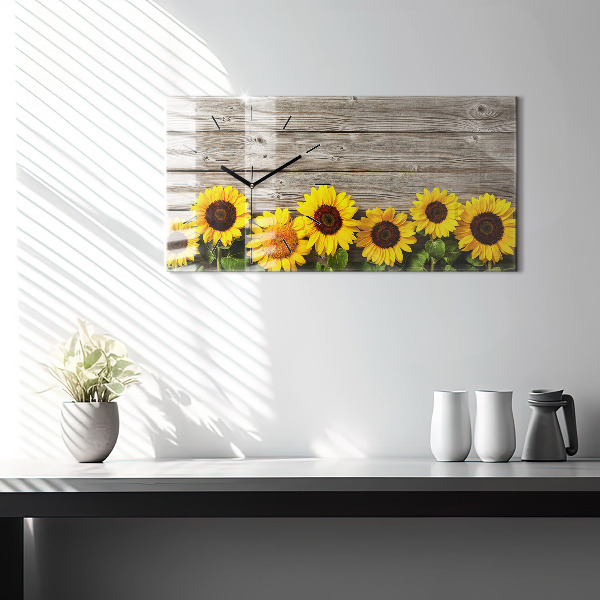 Horizontal wall clock Sunflowers