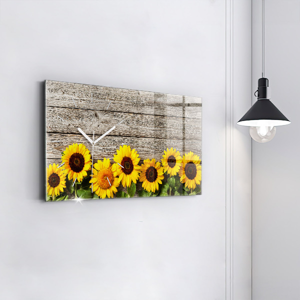 Horizontal wall clock Sunflowers