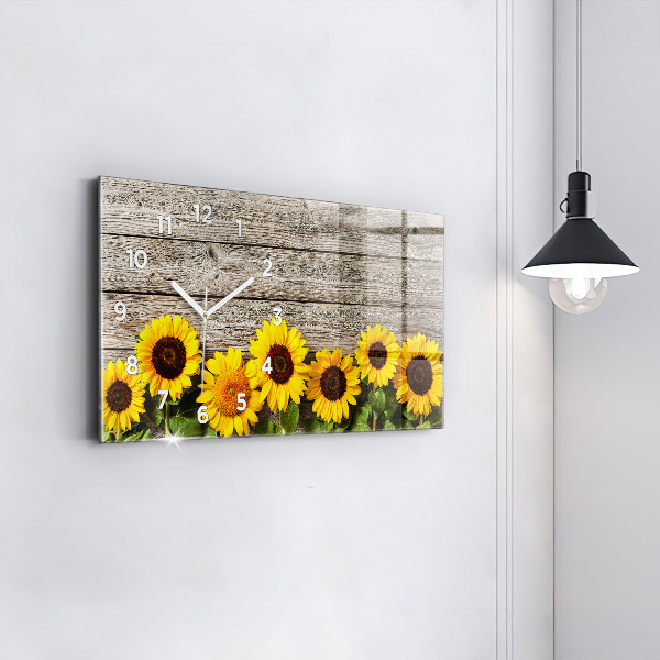 Horizontal wall clock Sunflowers