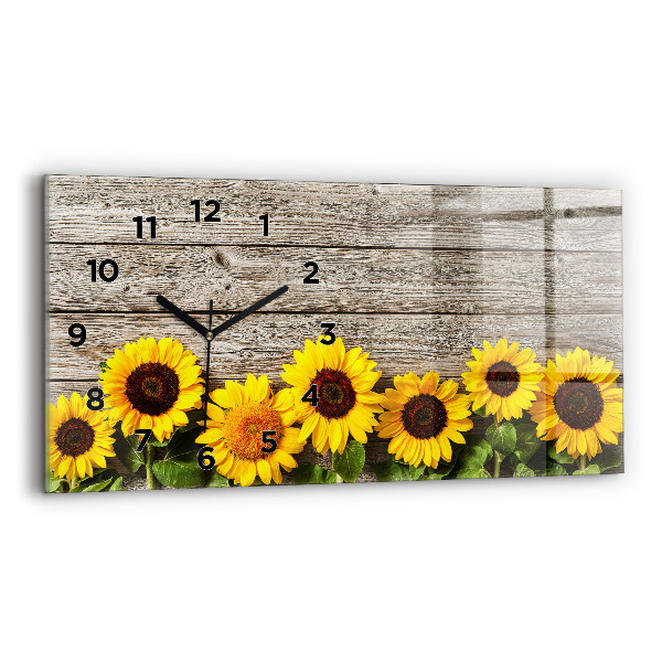 Horizontal wall clock Sunflowers