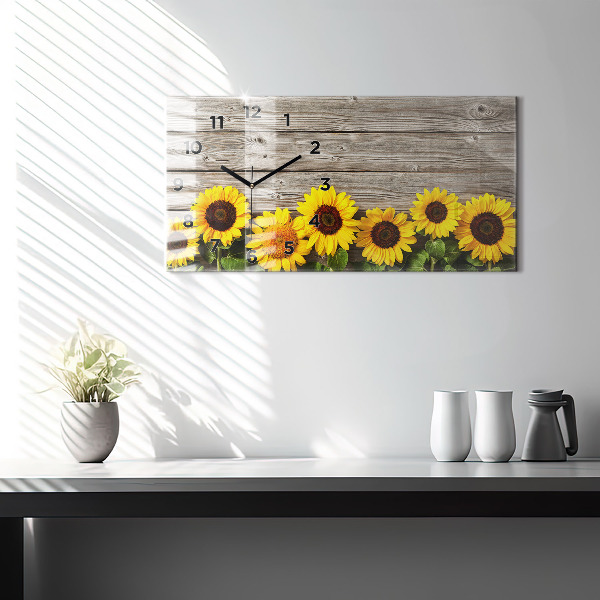 Horizontal wall clock Sunflowers