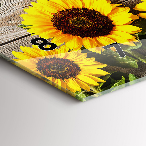 Horizontal wall clock Sunflowers