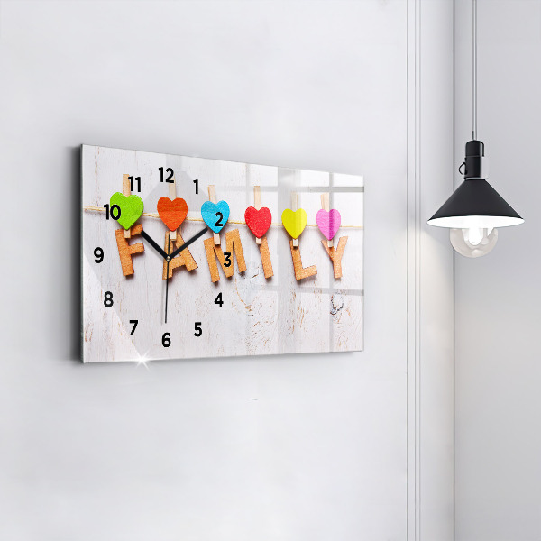 Horizontal wall clock The inscription family