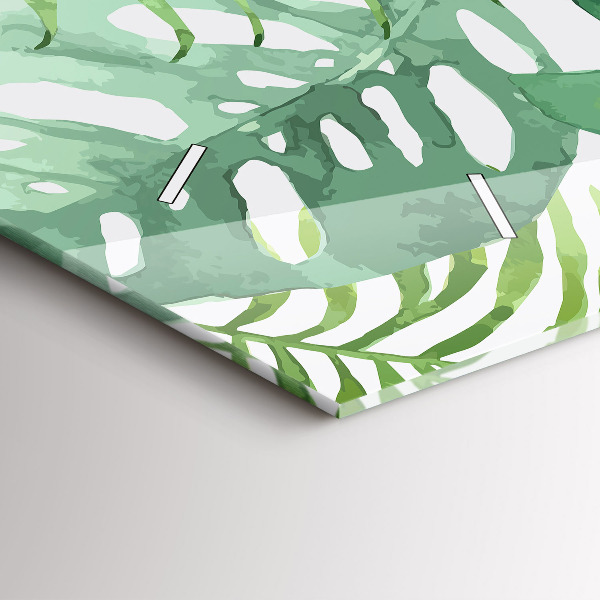 Horizontal wall clock Green leaves