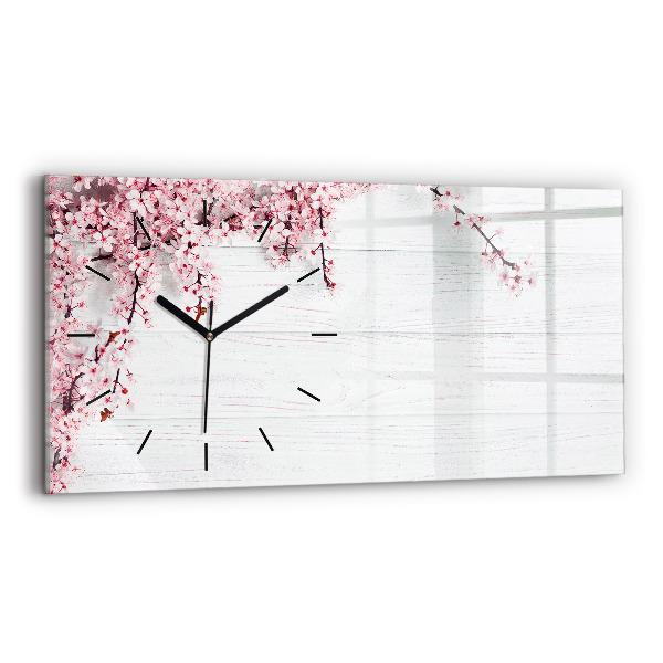 Horizontal wall clock Spring flowers