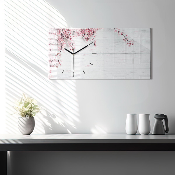 Horizontal wall clock Spring flowers