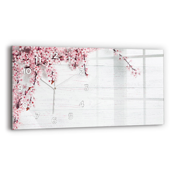 Horizontal wall clock Spring flowers