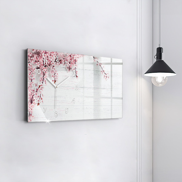 Horizontal wall clock Spring flowers
