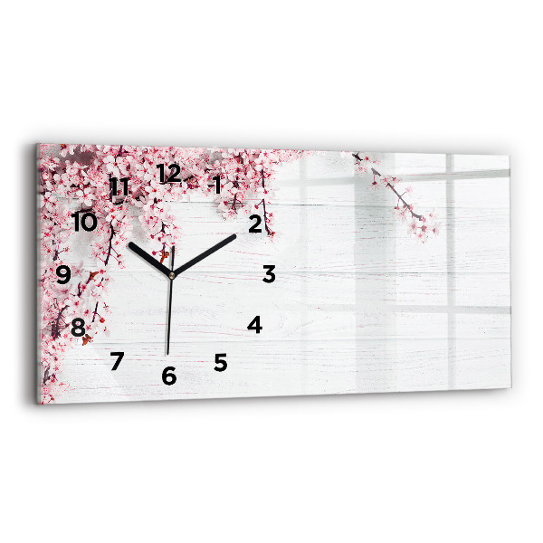 Horizontal wall clock Spring flowers