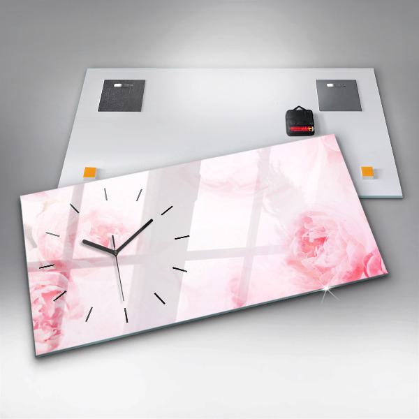 Horizontal wall clock Blooming flowers