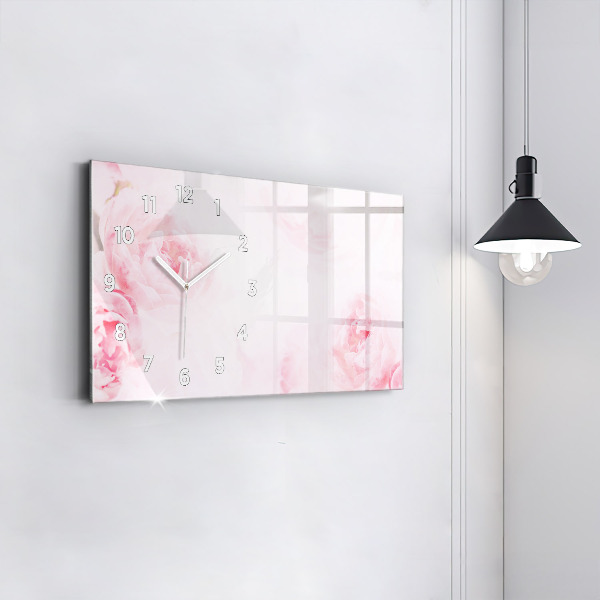 Horizontal wall clock Blooming flowers
