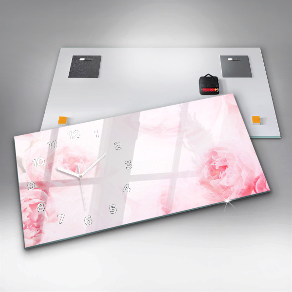 Horizontal wall clock Blooming flowers