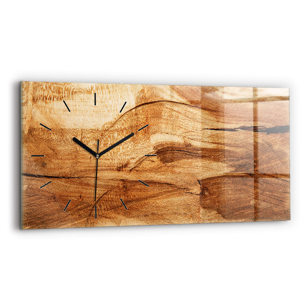 Horizontal wall clock Wood texture