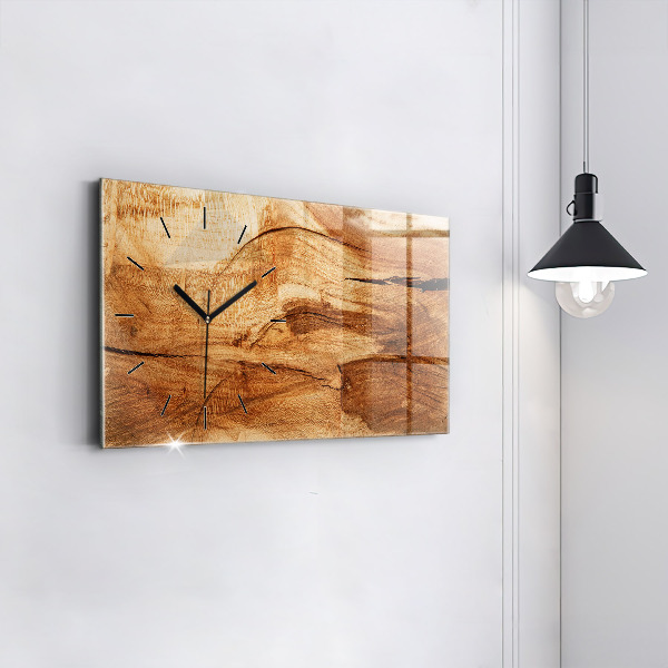 Horizontal wall clock Wood texture