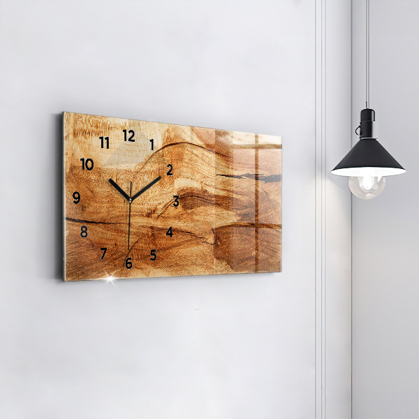 Horizontal wall clock Wood texture