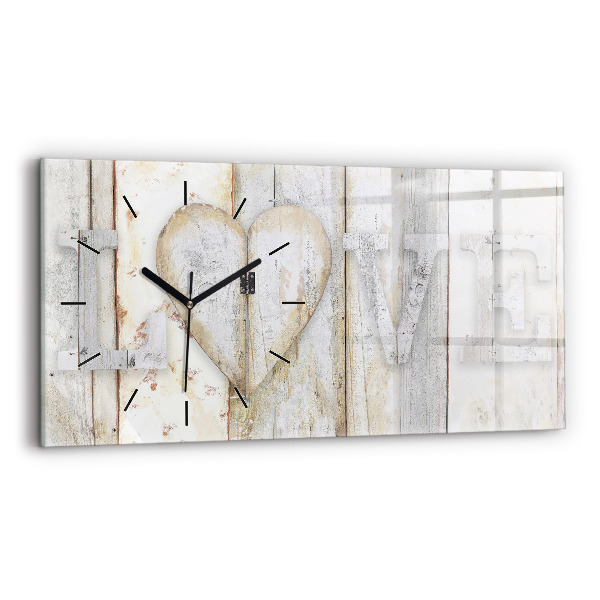 Horizontal wall clock The inscription love