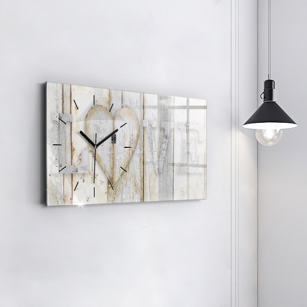Horizontal wall clock The inscription love