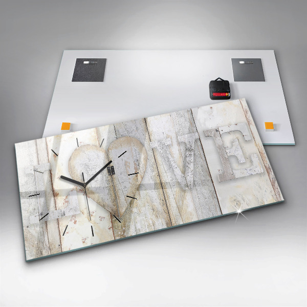 Horizontal wall clock The inscription love